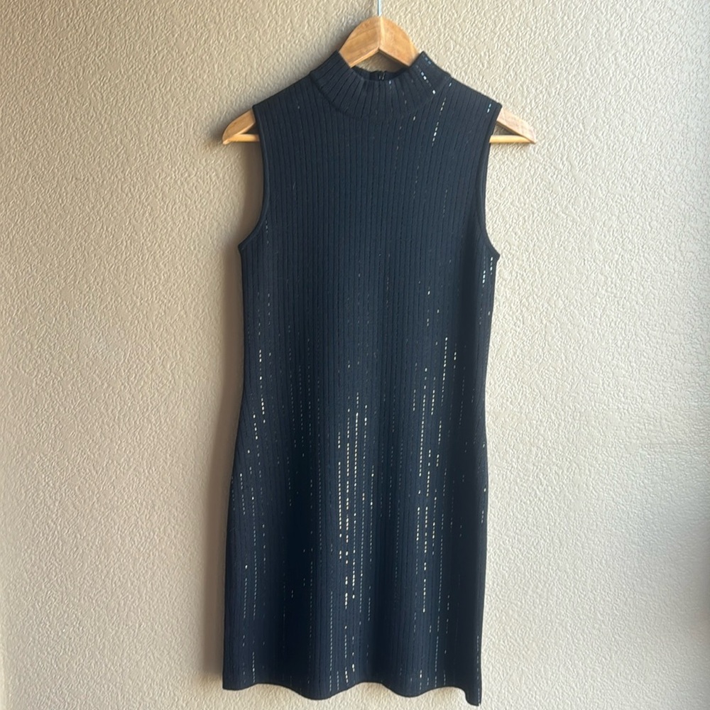 St John Evening Black embellished santana knit dress 2